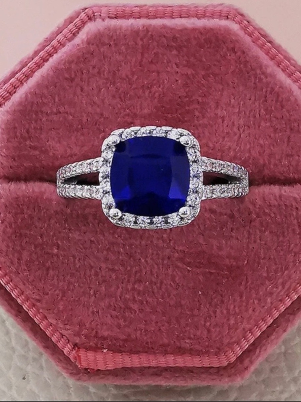 Swarovski Elements 925 Sterling Silver Blue Sapphire Solitaire Ring NEW